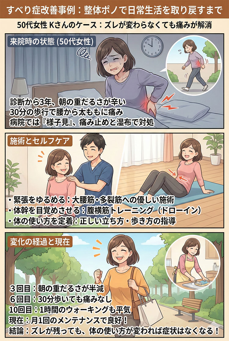 実際の改善例：Kさん（50代女性・久留米市）のケース